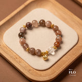 RUYI Moonstone, Strawberry Quartz & Rutilated Quartz Bracelet for Love, Vitality & Abundant Fortune