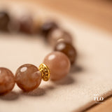 RUYI Moonstone, Strawberry Quartz & Rutilated Quartz Bracelet for Love, Vitality & Abundant Fortune