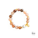 RUYI Moonstone, Strawberry Quartz & Rutilated Quartz Bracelet for Love, Vitality & Abundant Fortune