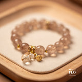 PINK LOTUS Strawberry Quartz Bracelet for Heart Love, Self-Compassion & Spiritual Growth