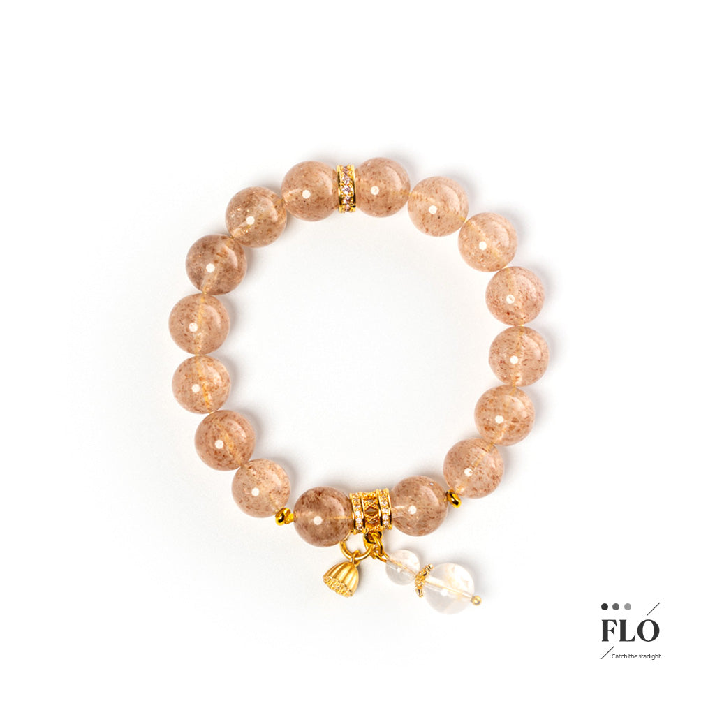 PINK LOTUS Strawberry Quartz Bracelet for Heart Love, Self-Compassion & Spiritual Growth