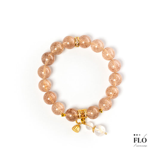 PINK LOTUS Strawberry Quartz Bracelet for Heart Love, Self-Compassion & Spiritual Growth