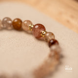 RED GLOW Rutilated Quartz & Red Gel Inclusion Quartz Bracelet for Passion, Release & Vitality