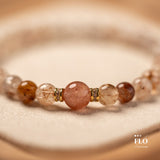 RED GLOW Rutilated Quartz & Red Gel Inclusion Quartz Bracelet for Passion, Release & Vitality