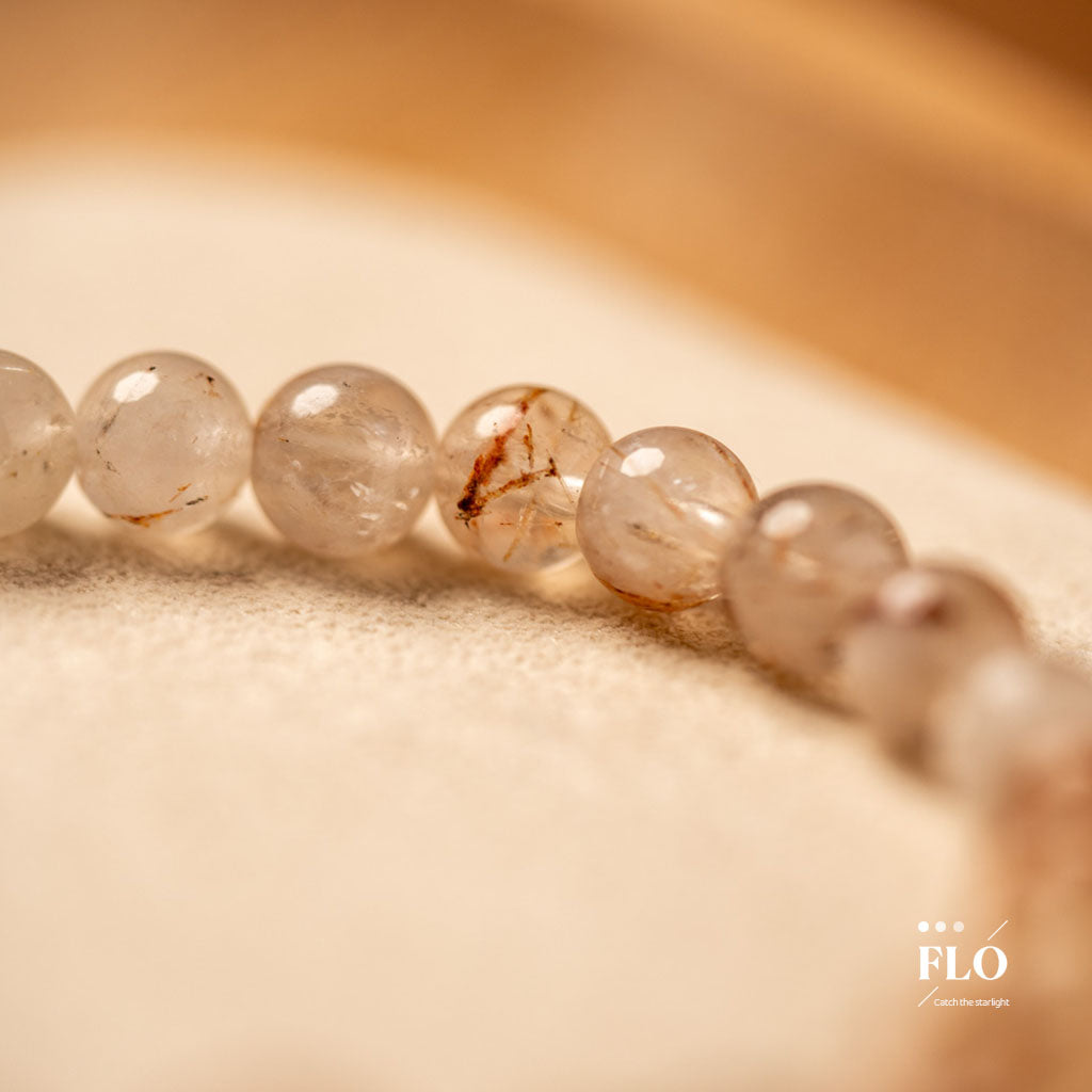 RED GLOW Rutilated Quartz & Red Gel Inclusion Quartz Bracelet for Passion, Release & Vitality