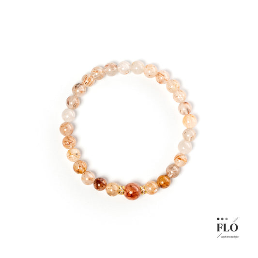 RED GLOW Rutilated Quartz & Red Gel Inclusion Quartz Bracelet for Passion, Release & Vitality