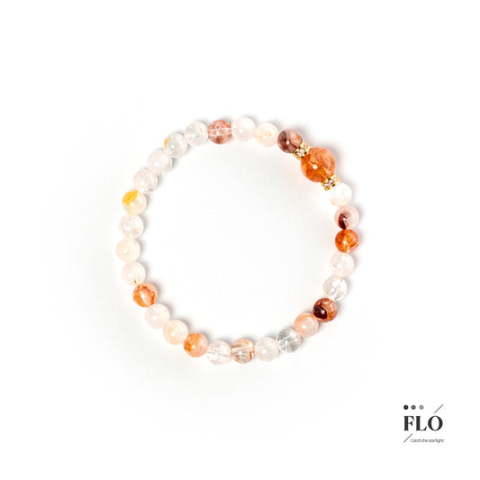 DREAM Red Gel Inclusion Quartz Bracelet for Gentle Manifestation, Emotional Flow & Heartfelt Passion