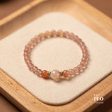 HEMATOID Strawberry Quartz & Red Gel Inclusion Quartz Bracelet for Heart Healing, Emotional Release & Warm Vitality