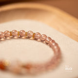 HEMATOID Strawberry Quartz & Red Gel Inclusion Quartz Bracelet for Heart Healing, Emotional Release & Warm Vitality