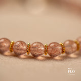 HEMATOID Strawberry Quartz & Red Gel Inclusion Quartz Bracelet for Heart Healing, Emotional Release & Warm Vitality