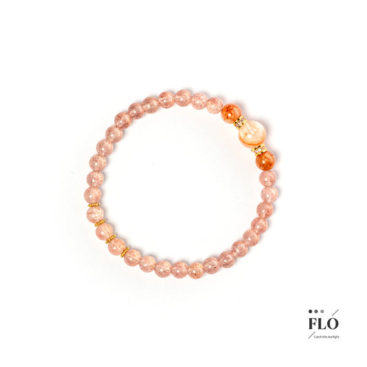 HEMATOID Strawberry Quartz & Red Gel Inclusion Quartz Bracelet for Heart Healing, Emotional Release & Warm Vitality