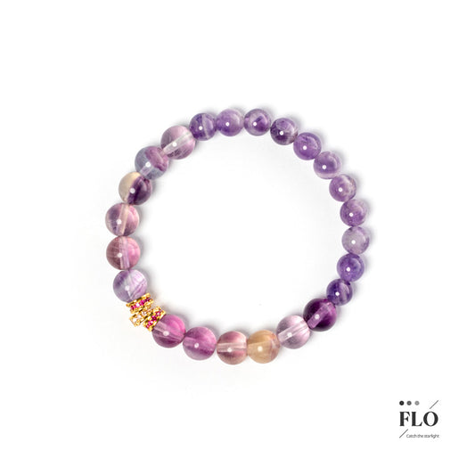 ILLUSORY PURPLE Fluorite & Amethyst Bracelet for Mental Clarity, Spiritual Calm & Intuitive Insight