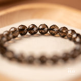 TEA EDGE Faceted Smoky Quartz Bracelet for Grounding Energy, Calm Focus & Negative Energy