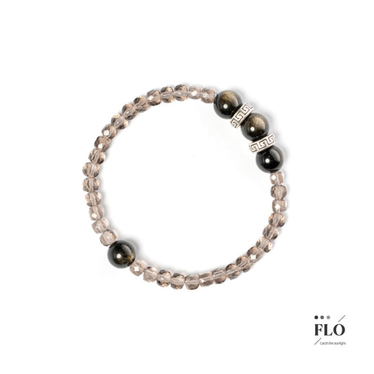 DAWN Ice Obsidian & Gold ObsidianBracelet for Fresh Starts, Protective Energy & Harmonious Balance