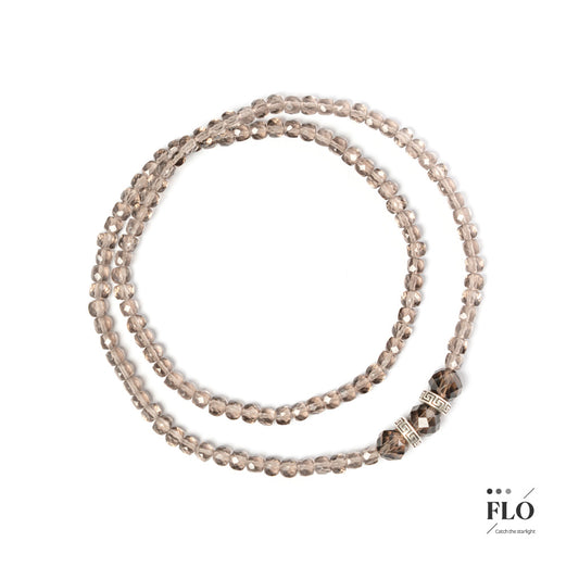 LUNAR TEA Ice Obsidian & Faceted Smoky Quartz Bracelet for Calming Balance, Grounded Serenity & Moonlit Clarity