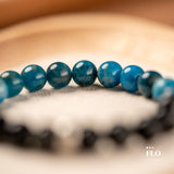 SERENE WAVES Apatite & Obsidian Bracelet for Calm Protection, Clear Communication & Balanced Energy