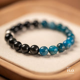SERENE WAVES Apatite & Obsidian Bracelet for Calm Protection, Clear Communication & Balanced Energy