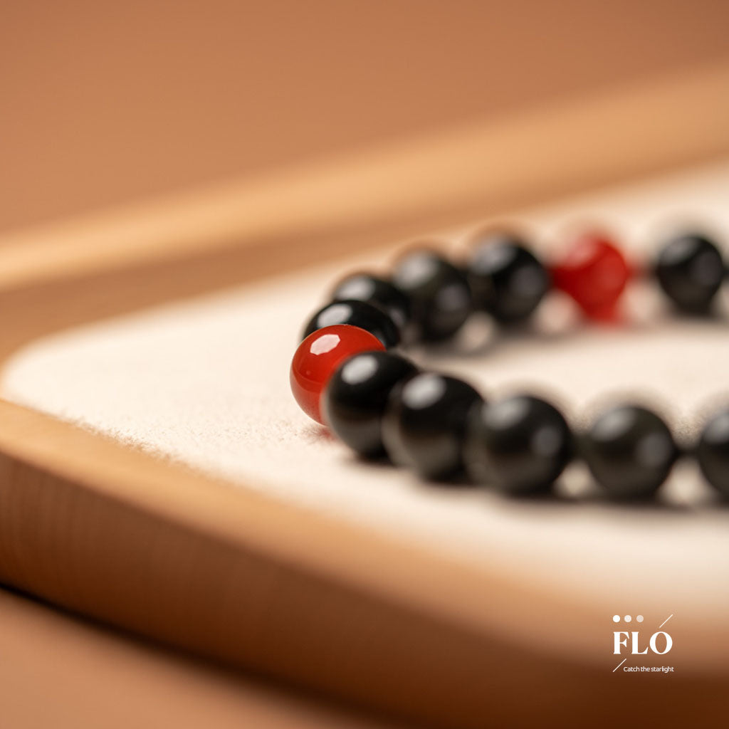 INK RED Obsidian & Red Agate Bracelet for Bold Protection, Emotional Strength & Grounded Passion