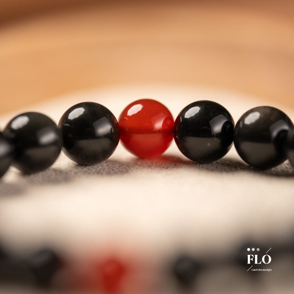 INK RED Obsidian & Red Agate Bracelet for Bold Protection, Emotional Strength & Grounded Passion