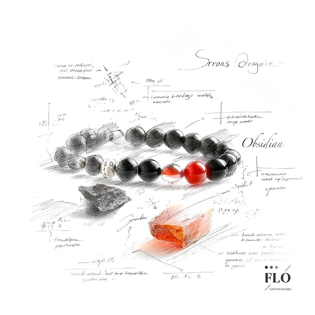INK RED Obsidian & Red Agate Bracelet for Bold Protection, Emotional Strength & Grounded Passion