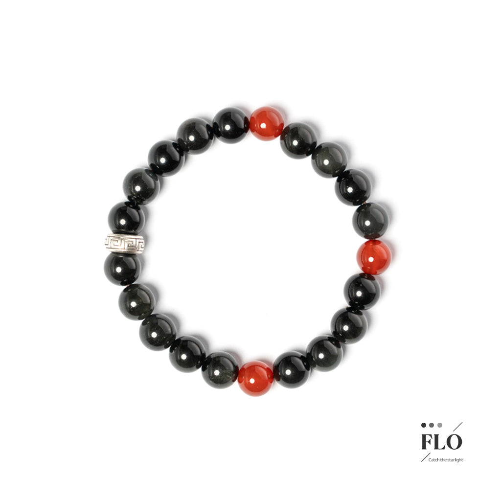 INK RED Obsidian & Red Agate Bracelet for Bold Protection, Emotional Strength & Grounded Passion