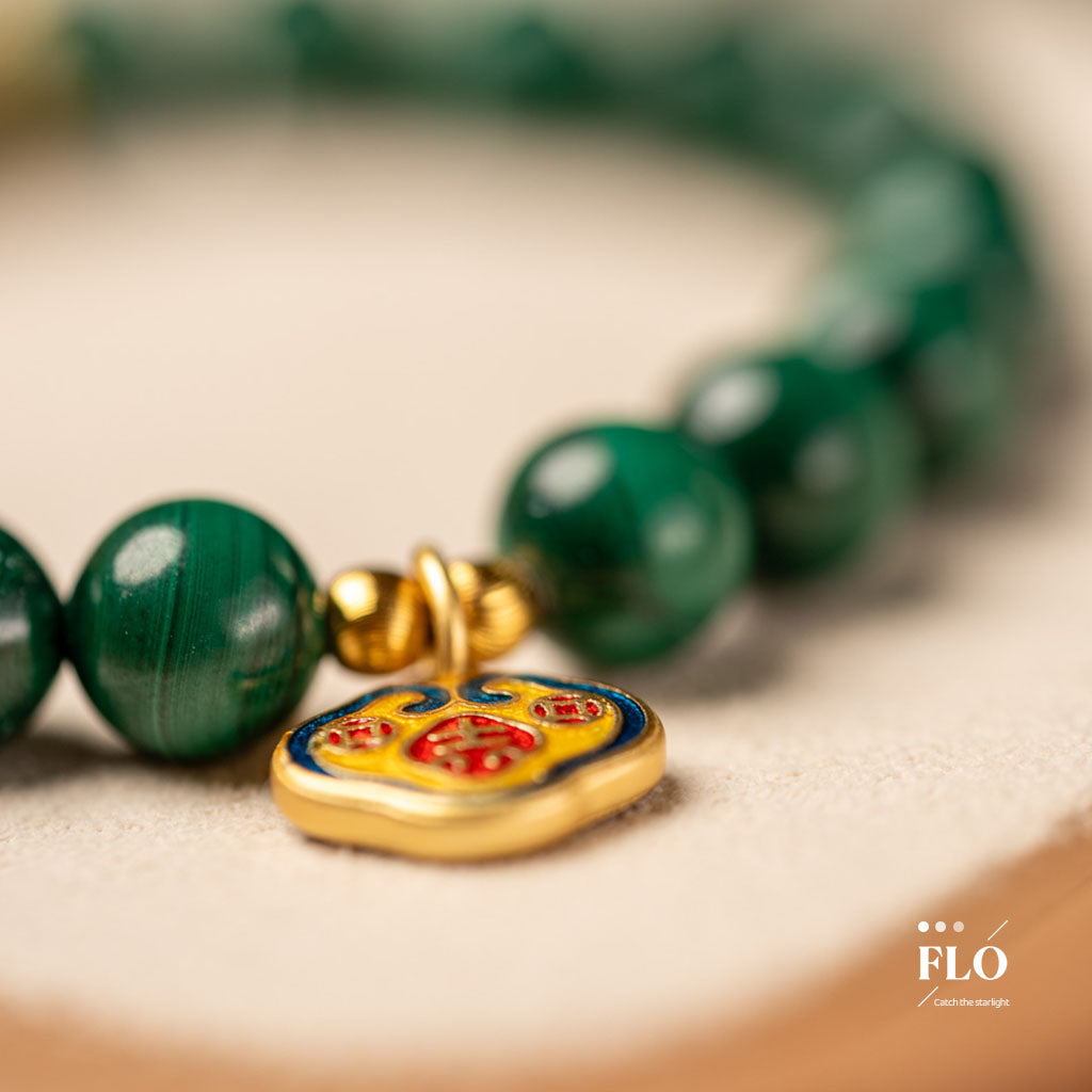 QUE AN Malachite Bracelet for Vitality, Heart Healing & Protective Serenity