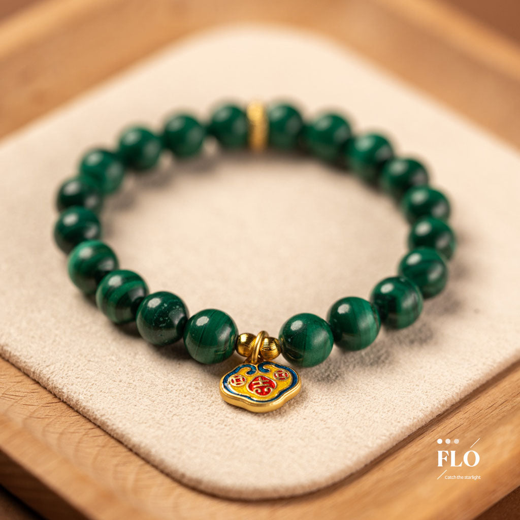 QUE AN Malachite Bracelet for Vitality, Heart Healing & Protective Serenity