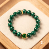 EMERALD FEATHER Malachite Bracelet for Vitality, Heart Healing & Grace