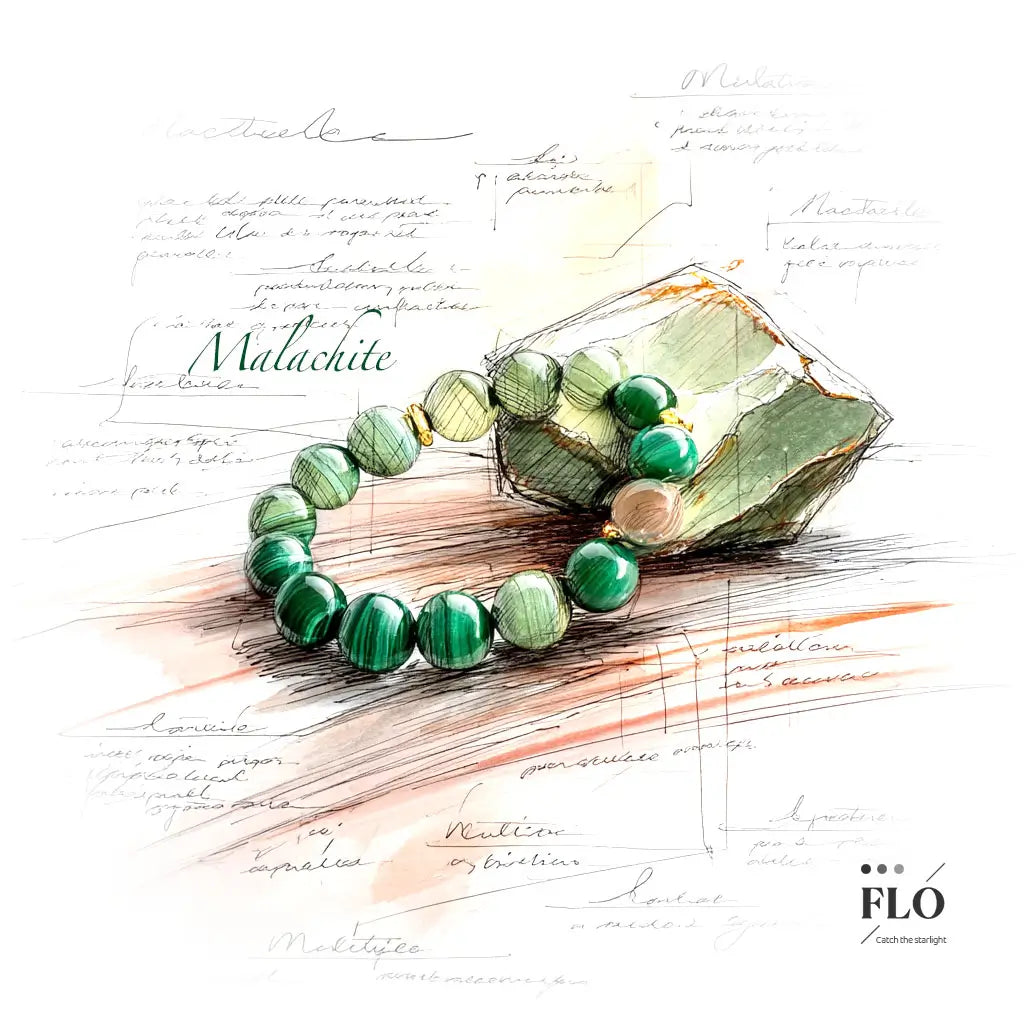 EMERALD FEATHER Malachite Bracelet for Vitality, Heart Healing & Grace
