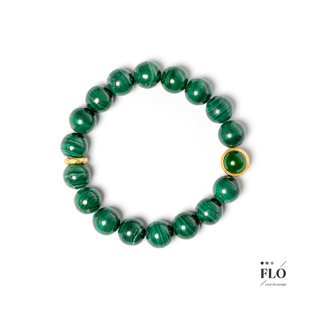 EMERALD FEATHER Malachite Bracelet for Vitality, Heart Healing & Grace