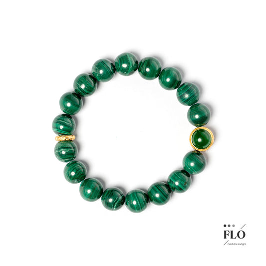 EMERALD FEATHER Malachite Bracelet for Vitality, Heart Healing & Grace